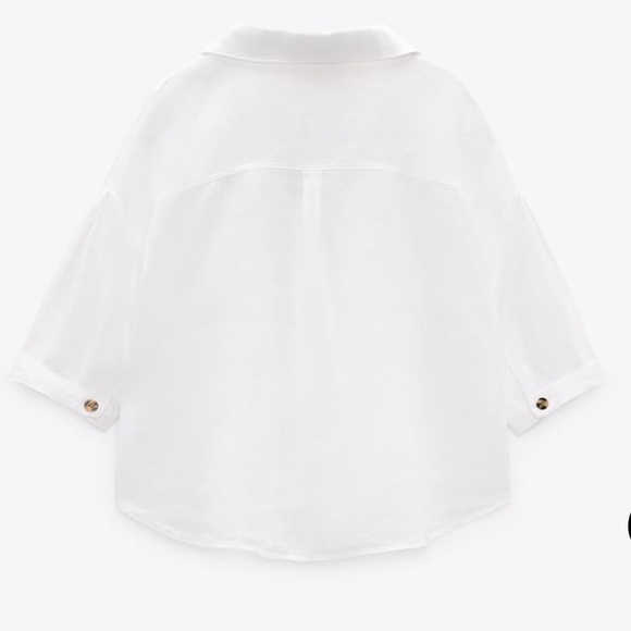 ZARA WHITE SHORT SLEEVE LINEN SHIRT - Picture 4 of 6